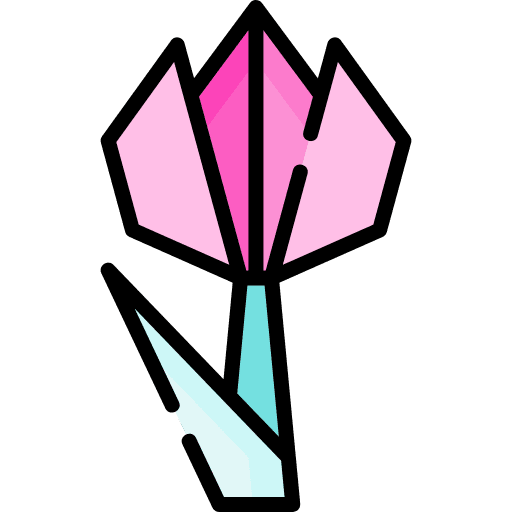 Flower paper folding art and design icon