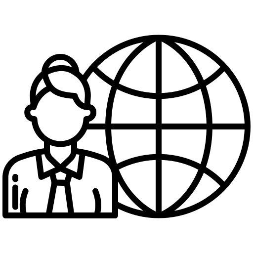 Leader woman networking globe icon