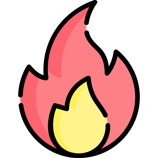 Flame danger burning element icon