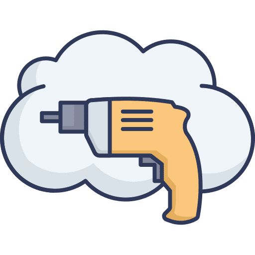 Drill construction and tools repair cloud computing icon