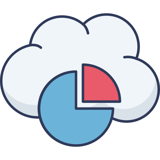 Pie chart cloud computing statistics business and finance icon