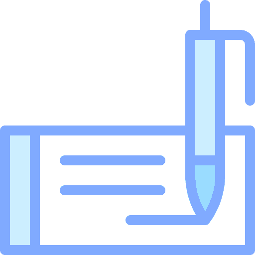 Cheque writing tool cheque business and finance icon