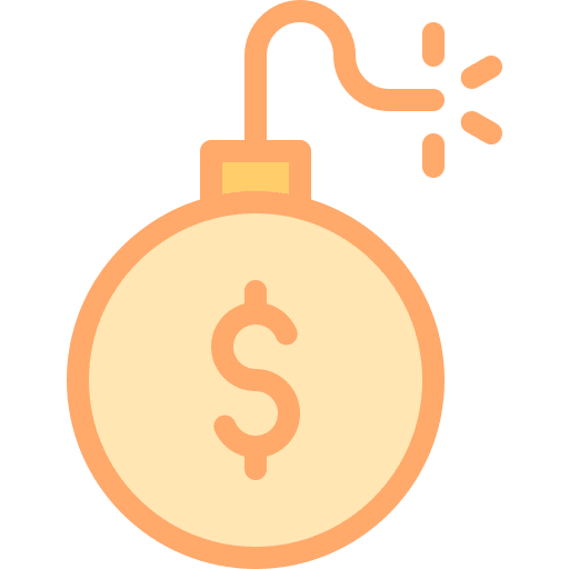Debt bomb money liability icon