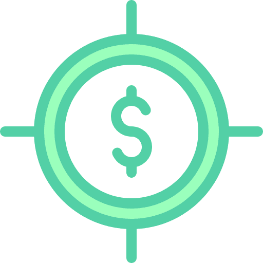 Focus dollar symbol focus target icon