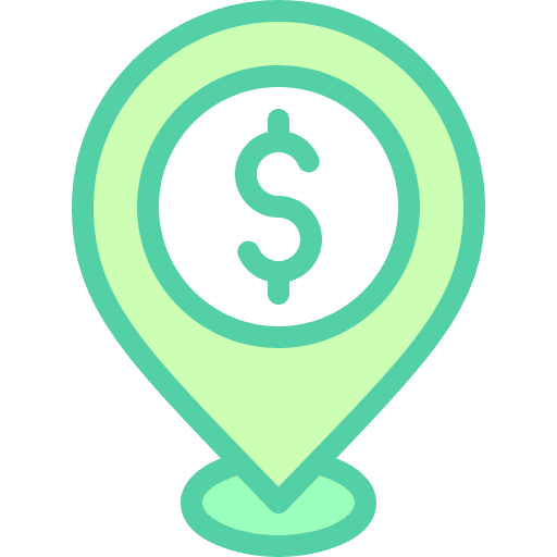 Location business and finance dollar symbol placeholder icon