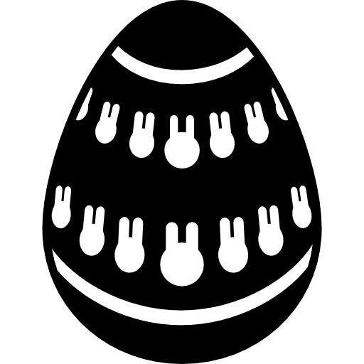 Easter egg with little bunny heads bunnies decoration lines icon