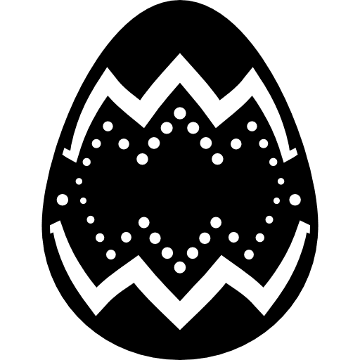 Easter egg of dark chocolate with zig zag and dots lines design ornamented egg lines icon