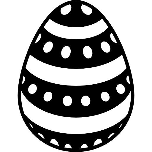 Easter egg with white lines and dots lines horizontal design horizontal stripes striped icon