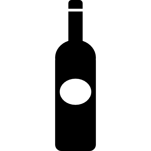 Bottle dark big shape with oval label drink set beverage food icon