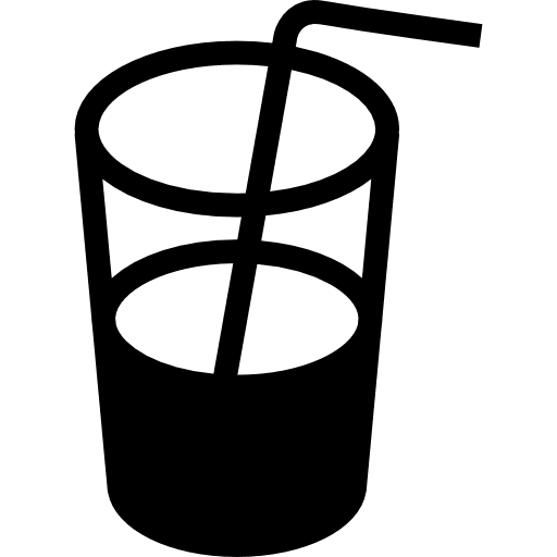 Drink in transparent glass with a straw beverage drink set half icon