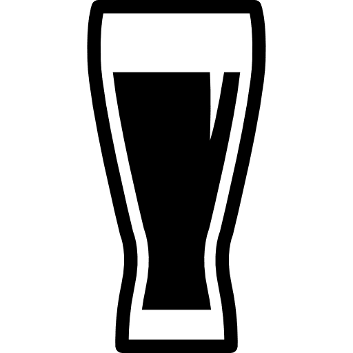 Tall drink glass with dark soda inside black container food icon