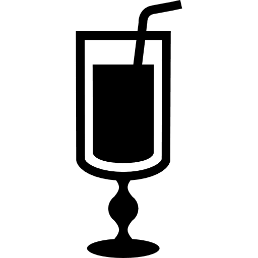 Tall glass with transparence full of drink with a straw beverage food straw icon