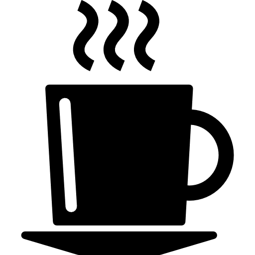 Hot coffee cup on a plate coffee drink set plate icon