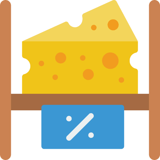 Cheese farming and gardening sale shelf icon