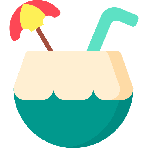 Coconut drink cocktail party travel icon