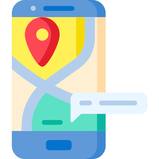 Smartphone travel route maps and location icon