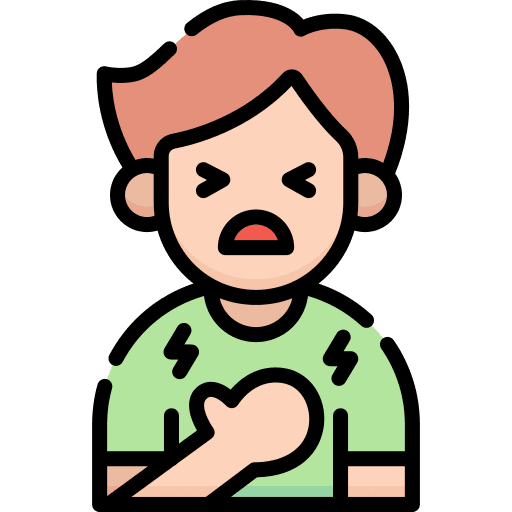Chest pain or pressure avatar sick person healthcare and medical icon