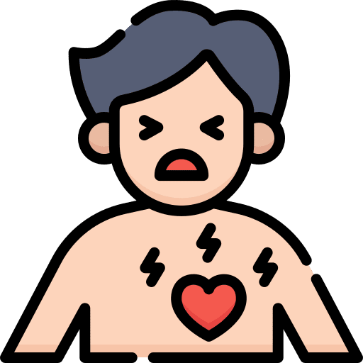 Chest pain or pressure illness healthcare and medical caucasian icon Chest pain or pressure illness healthcare and medical caucasian icon