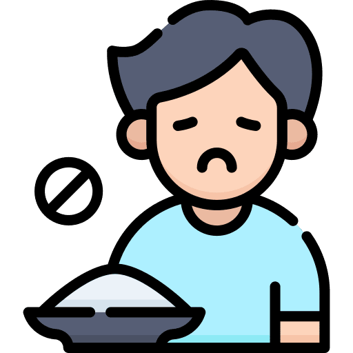 Lack of appetite sick man symptom icon Lack of appetite sick man symptom icon