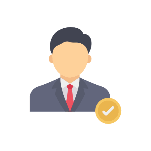 Businessman happy client checkmark professions and jobs icon