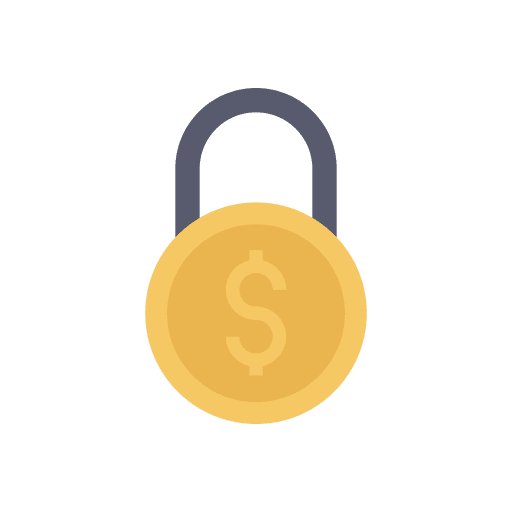 Lock coin business and finance padlock icon