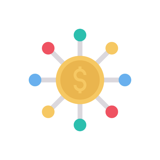 Coin share connection business and finance icon