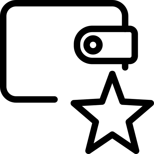 Starred wallet billfold notes icon