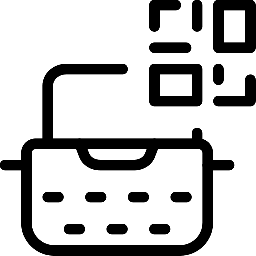 Typewriter qr code commerce and shopping typewriter icon