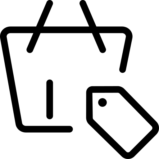 Labeled labeled shopping center basket icon