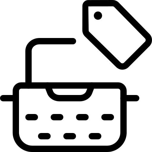 Price tag electronics typewriter commerce and shopping icon