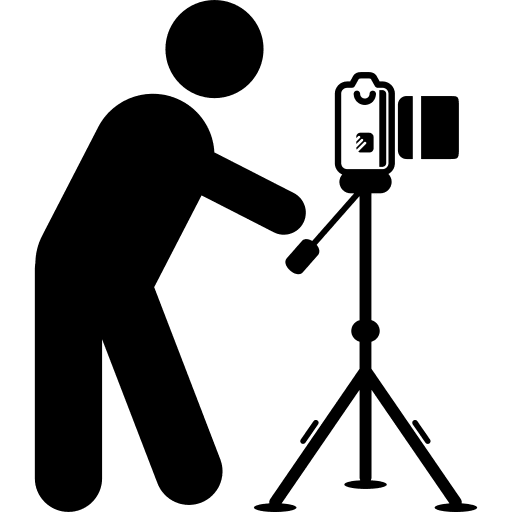 Photo tripod person photo camera icon