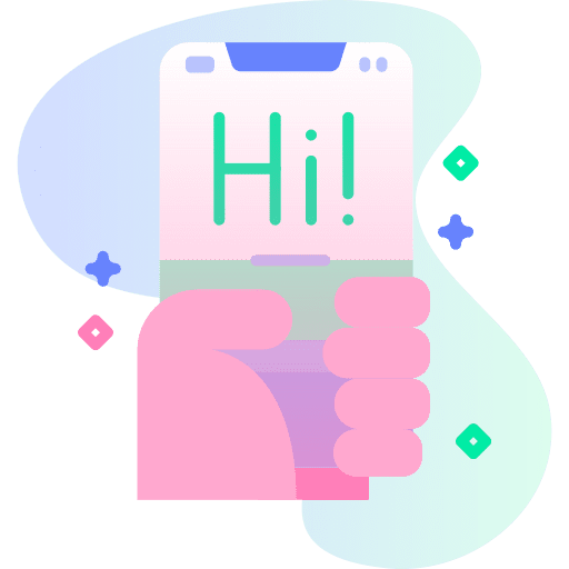 Hi mobile phone social media device icon Hi mobile phone social media device icon