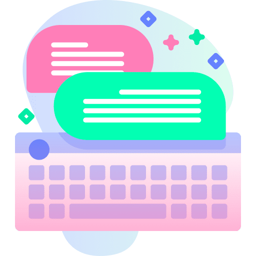 Keyboard chat speech bubble writing icon Keyboard chat speech bubble writing icon