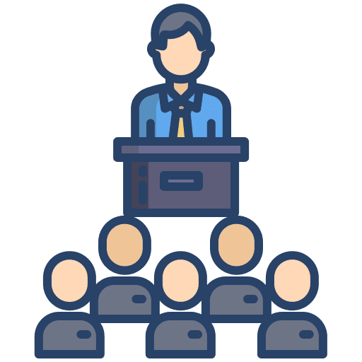 Conference communications journalism press conference icon