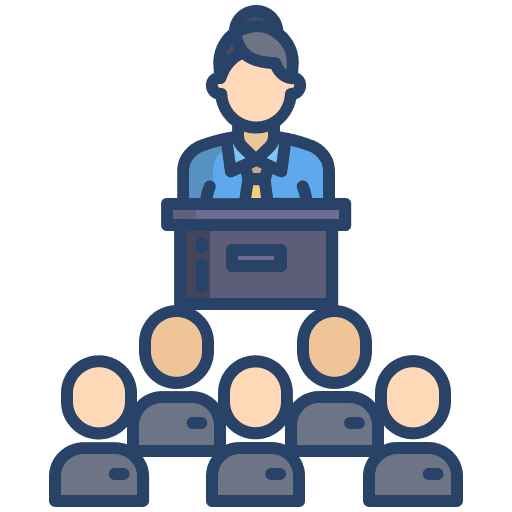 Conference public speaking journalism press conference icon