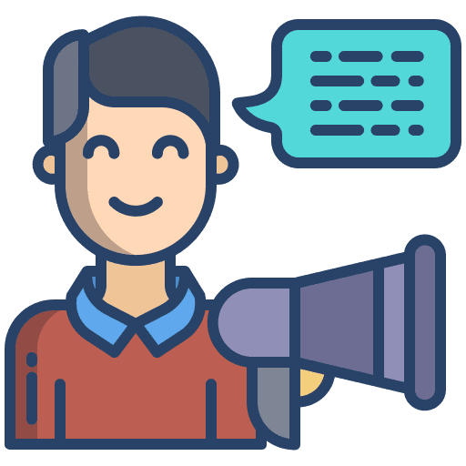 Announcement speaker marketing public relations icon