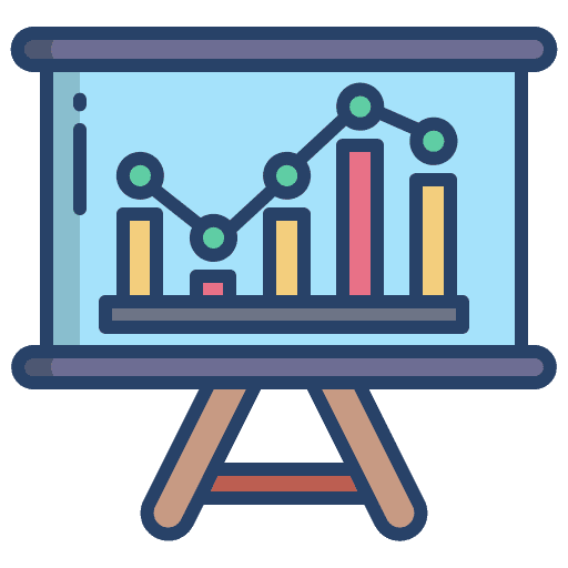 Presentation training business and finance statistics icon