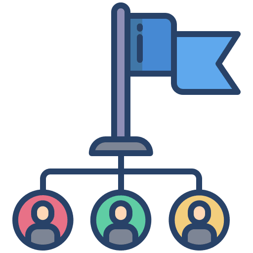 Team leader networking flag icon