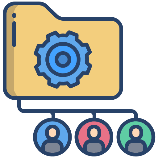 Shared folder networking user teamwork icon