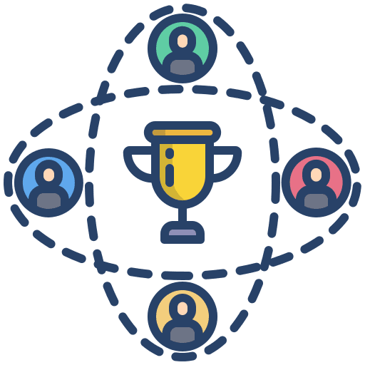 Success sports and competition teamwork trophy icon