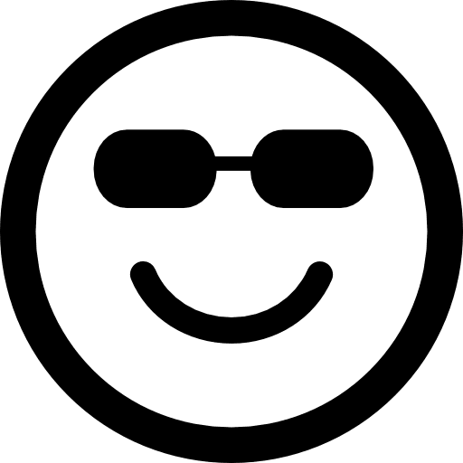 Happy smiling emoticon square face with sunglasses faces interface square icon