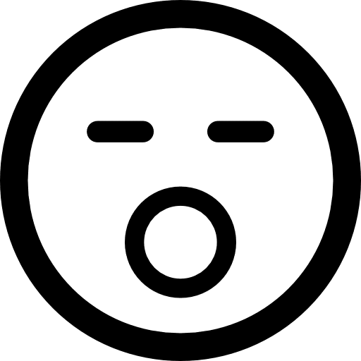 Tired emoticon face with open mouth and closed eyes head sleepy square icon