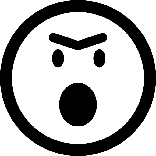 Angry emoticon face with opened mouth in rounded square outline faces interface emoticon icon