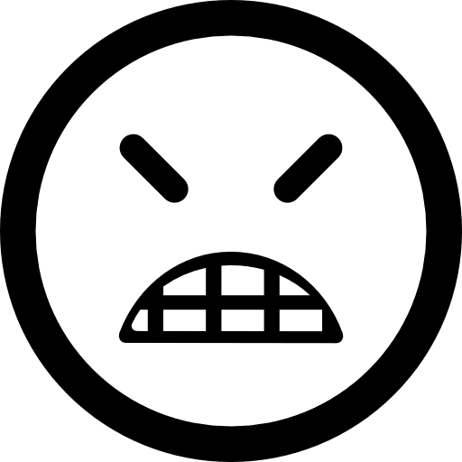Angry emoticon square face with closed eyes aggresive interface anger icon