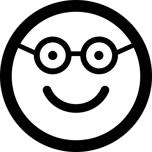 Nerd happy smiling face in rounded square face emoticons emoticon smiling icon