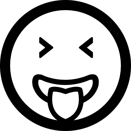 Emoticon face square with tongue out of the mouth and closed eyes emoticon mouth tongue icon