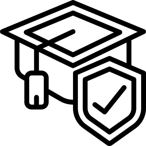 Mortarboard cap security education icon