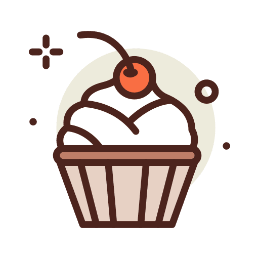 Cupcake food and restaurant whipped cream cookie icon