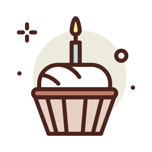 Muffin cookie candle whipped cream icon