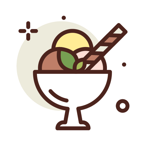 Profiterole icecream sugar cake icon